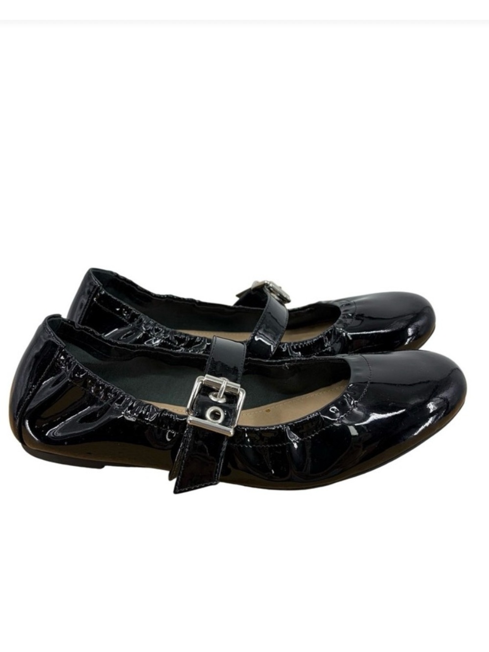 SCHUTZ Black Patent Mary Jane Flats with Buckle